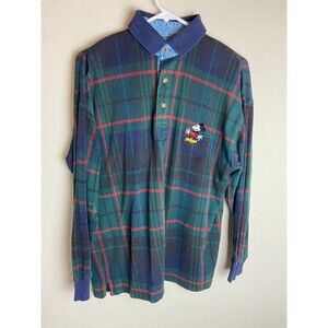 The Disney Store Mens Mickey Mouse Button Long Sleeve Shirt Plaid Size M